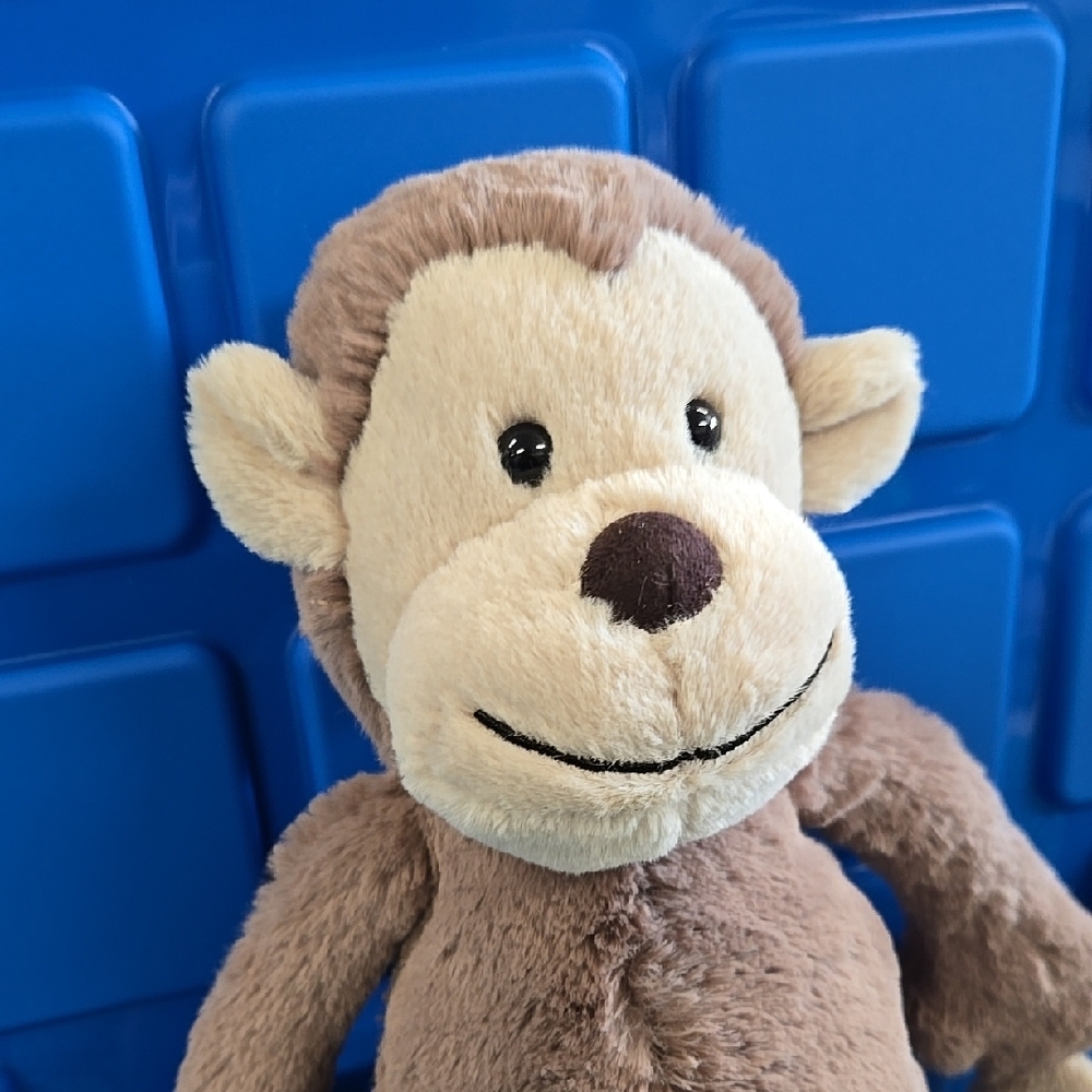 NWT Jellycat Brown and Cream Original Bashful Monkey With Blue Dust Bag - Picture 13 of 16